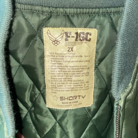 The Lockhead Martin F-16C fighting falcon bomber jacket, 2X, green - Picture 5 of 5